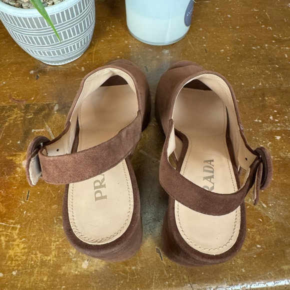 Prada Brown Suede Platform Sandals with Box - Size IT 41/US 11 - Picture 6 of 13